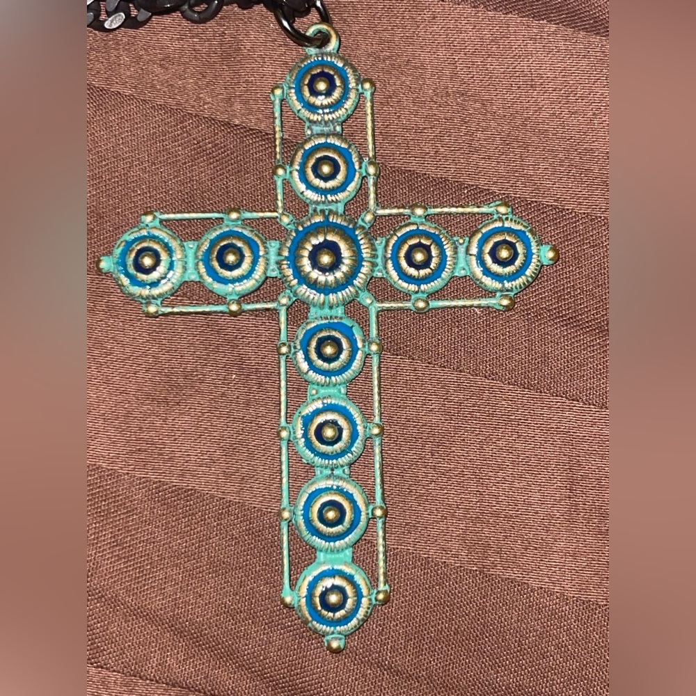 Tova Enamel Cross Necklace - Picture 2 of 4